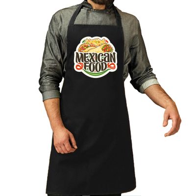 Mexican food schort / keukenschort zwart heren