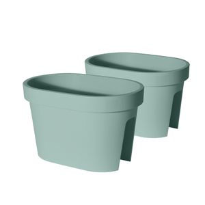 Set van 3x stuks balkon plantenpotten/bloempotten mint groen 40 x 25 cm ovaal van kunststof