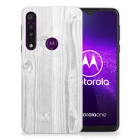 Motorola One Macro | Bumper Hoesje | White Wood