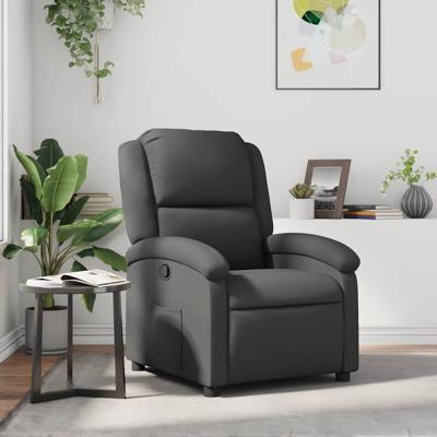 Fauteuil echt leer grijs