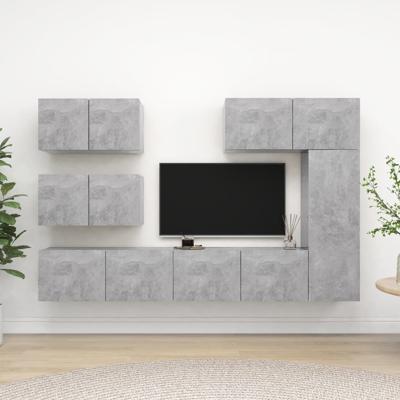 6-delige Tv-meubelset bewerkt hout betongrijs