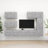 6-delige Tv-meubelset bewerkt hout betongrijs