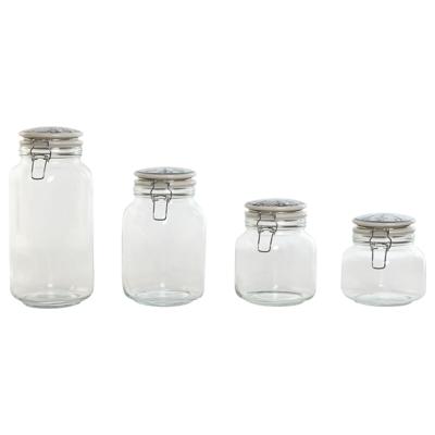 Set van 4 Potjes Home ESPRIT Blauw Wit Metaal Siliconen Kristal Keramiek 800 ml 1 L 1,5 L 2,2 L 4 Onderdelen