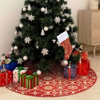 Kerstboomrok luxe met sok 90 cm stof rood - thumbnail