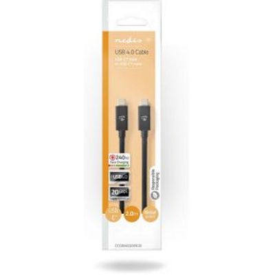USB-Kabel | USB 4.0 Gen 2x2 | USB-C© Male | USB-C© Male | 240 W | 20 Gbps | Vernikkeld | 2.00 m