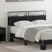 Opberghoofdbord met plank Zwart eiken 150 cm Bewerkt hout