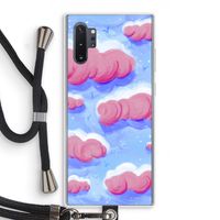 Roze wolken met vogels: Samsung Galaxy Note 10 Plus Transparant Hoesje met koord