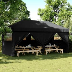 Partytent inklapbaar pop-up met 4 zijwanden zwart