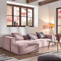 Kave Home Loungebank 'Blok' Rib, Links 300cm, kleur Roze