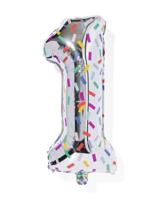 HEMA Folieballon Cijfer 1 Confetti XL HEMA Folieballon Cijfer 1 Confetti XL