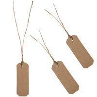 Santex cadeaulabels kraft met touw - set 48x stuks - bruin/naturel - 3 x 8 cm - naam tags - Cadeauversiering - thumbnail