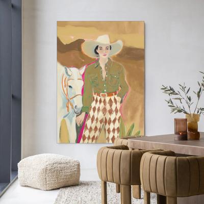 Urban Cotton Wandkleed 'Cowgirl 3' 145 x 190cm in Frame - black