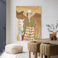 Urban Cotton Wandkleed 'Cowgirl 3' 145 x 190cm in Frame - black
