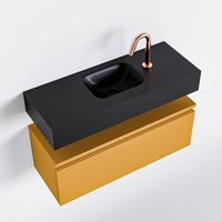 Toiletmeubel Mondiaz Andor | 80 cm | Meubelkleur Ocher | Lex vrijhangend wastafel Urban Midden | 1 kraangat