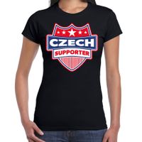 Tsjechie / Czech schild supporter t-shirt zwart voor dames