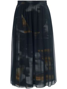 Rok in midi-lengte landscape-print Van tRUE STANDARD zwart