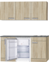 Kitchenette Neapels 150cm met wandkasten, koelkast en kookplaat HRG-081 - thumbnail