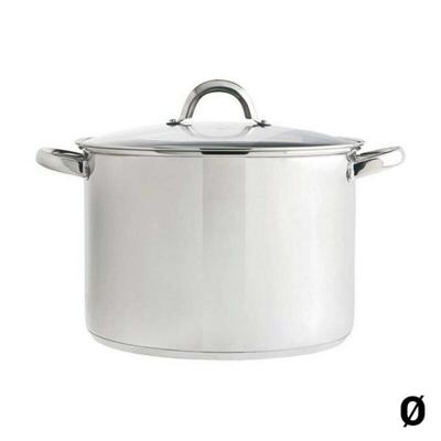 Pot met Glazen Deksel Quid Metaal Staal Afmetingen 18 cm