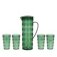 Schenkkan met 4 drinkglazen kunststof groen set van 5 Schenkkan met 4 drinkglazen kunststof groen set van 5