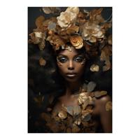 Glasschilderij - Vrouw Met Bloemen - 120 x 80 cm