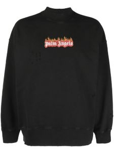 Palm Angels sweat effet-usé à logo Burning imprimé - Noir