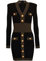 Balmain robe courte à boutons embossés - Noir - thumbnail