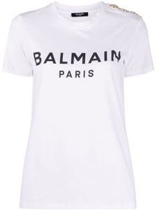 Balmain t-shirt à logo imprimé - Blanc