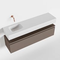 Toiletmeubel Mondiaz Andor | 120 cm | Meubelkleur Smoke | Lex vrijhangend wastafel Talc Links | Zonder kraangat