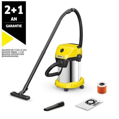 KARCHER WD 3 S V-19/4/20 nat- en droogzuiger - 19 L roestvrijstalen tank - 1000W (Blowerfunctie)