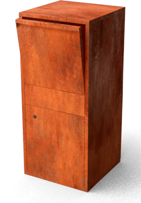 Giftu Cortenstaal Brievenbus Lengte: 420 Breedte: 420 Hoogte: 950 - Geroba
