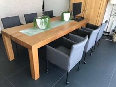 Set van 6 leren kuip eetkamerstoelen - met wieltjes - grijs leer - Echt leer, Modern, ontdek de vele Leersoorten en Kleuren bij ShopX