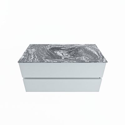 MONDIAZ VICA-DLUX 100cm badmeubel onderkast Clay 2 lades. Inbouw wastafel CLOUD midden 1 kraangat, kleur Lava.