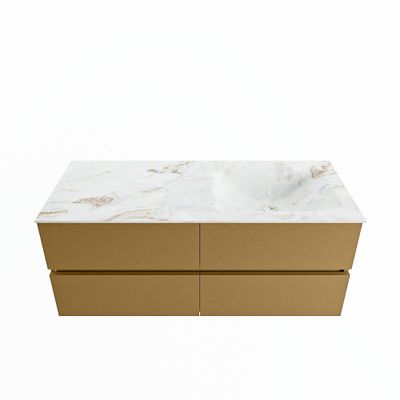 MONDIAZ VICA-DLUX 120cm badmeubel onderkast Oro 4 lades. Inbouw wastafel CLOUD rechts zonder kraangat, kleur Frappe.