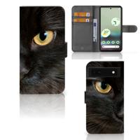 Google Pixel 6A | Telefoonhoesje | Met pasjeshouder | Zwarte Kat