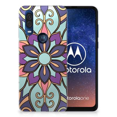 Motorola One Vision | TPU Case | Purple Flower