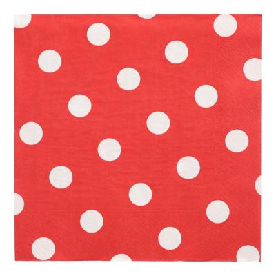 Servetten - rood met witte stippen - 60x st - 40 x 40 cm - feestservetten