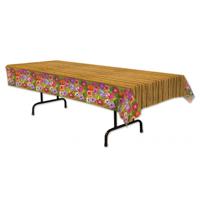 Hawaii Luau thema feest tafelkleed - met tropische bloemen - 275 x 135 cm - thumbnail