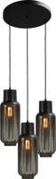 Masterlight Zwarte design hanglampLett ll 3-lichts smoke glas - 2157-05-05-35-3
