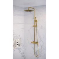 Doucheset Brauer Gold Edition Opbouw Rond Geborsteld Goud PVD 30cm Thermostaatkraan Glijstang Regendouche Handdouche - thumbnail