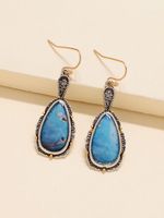 Etnisch Vintage Laten vallen gevormd Blauw Edelsteen oorbellen - thumbnail