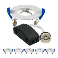 Set van 6 Pisa - LED Inbouwspots - Armatuur - Diameter 85mm - GU10 Fitting incl. lamphouder - Rond - IP65 voor badkamer en buiten - Wit