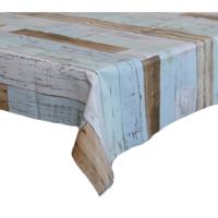 Tafelzeil / tafelkleed - houten planken print - blauw/wit - 140 x 180 cm - sloophout