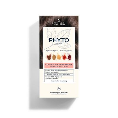 Phytocolor Permanente Haarkleuring 5 Lichtbruin Intens en Natuurlijke Kleur