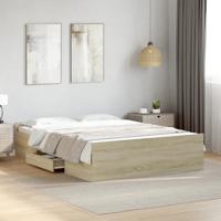 Bedframe met lades bewerkt hout sonoma eikenkleurig 120x190 cm
