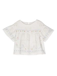 Lapin House blouse en lin à fleurs brodées - Blanc