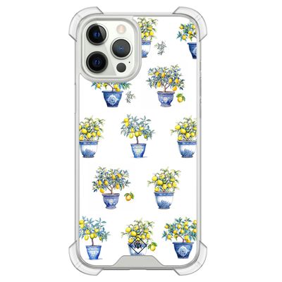 iPhone 12 (Pro) siliconen shockproof hoesje - Lemon trees
