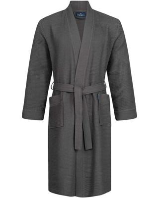 Morgenstern Morgenstern badjas Luca wafelstof Kimono 120cm Antraciet M