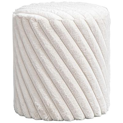 15% korting - Leen Bakker - Poef Burgos - 40xØ36 Cm - Stof - Beige