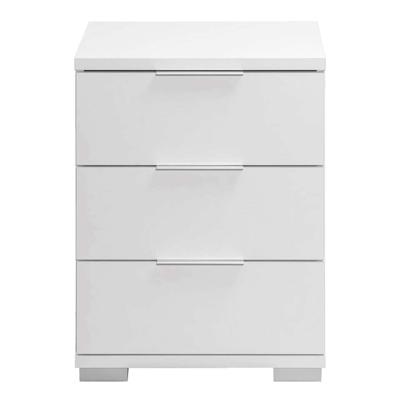 2e Halve Prijs Leen Bakker - Nachtkastje Valencia - 3 Lades - Spaanplaat - Wit - 46x61x42 Cm