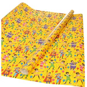 1x Rollen inpakpapier/cadeaupapier Club van Sinterklaas geel 200 x 70 cm   -